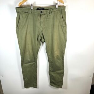 Scotch Soda Mens Chinos Trousers Khaki Green Cotton Blend Size‎ 36x32